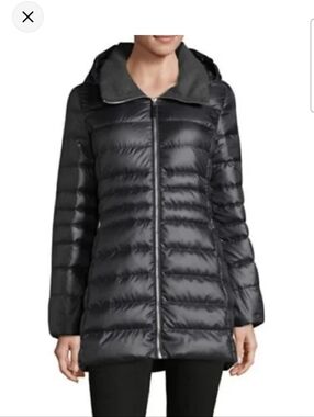 Women's Black Puffer Coat Down Marc New York Size L . NO Hood